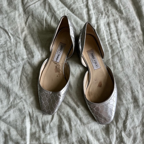Vintage Jimmy Choo D’Orsay silver quilted leather slip on shoes - Picture 1 of 6